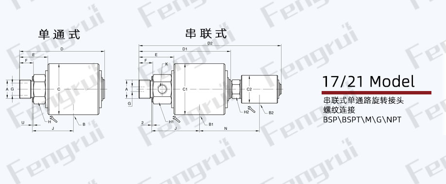 17/21系列串联式单通道旋转接头图纸