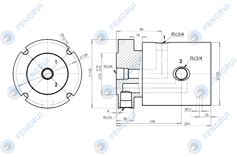 Y2X20D型两通路液压旋转接头图纸.png