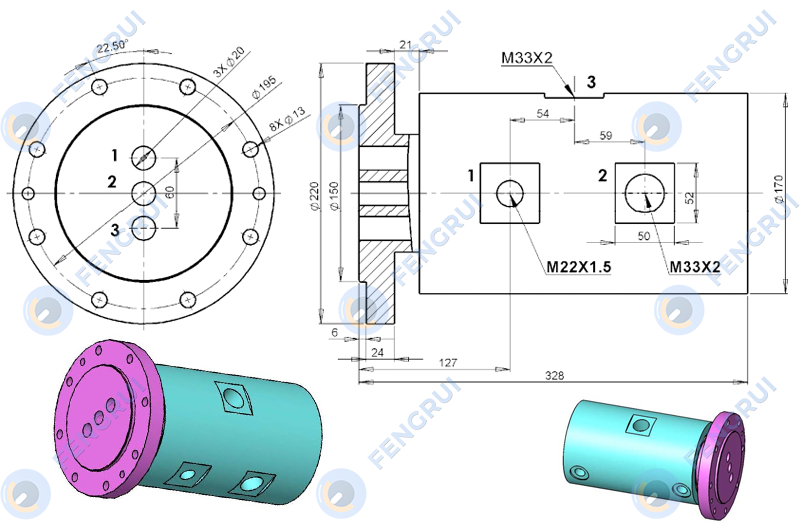 Y3X20A型三通路旋转接头图纸.png